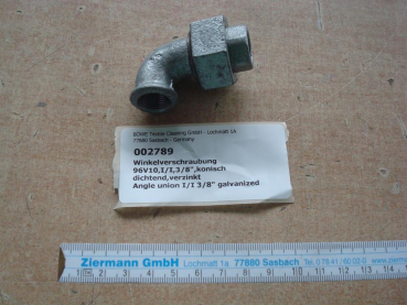 Elbow union,96V10,I/I,3/8",conical sealing,galvanized