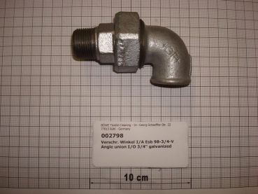 Elbow union,98V20,I/O,3/4",conical sealing,galvanized