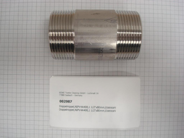 Double nipple,NIPDV4A408,1 1/2"x80mm,stainless steel
