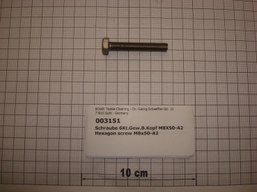 Hexagon screw DIN933,M8x50mm,A2 stainless steel
