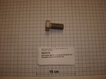 Hexagon screw DIN933,M16x35mm,A2 stainless steel