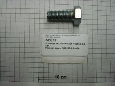 Hexagon screw DIN933,M20x50mm,8.8,galvanized
