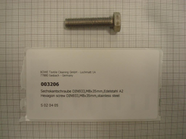 Hexagon screw DIN933,M8x35mm,stainless steel