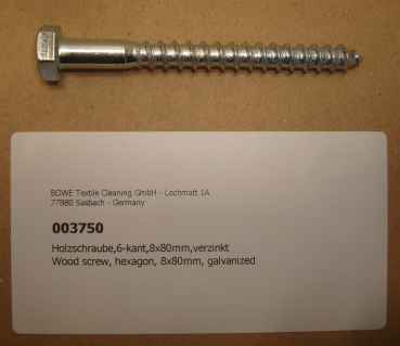 Wood screw, hexagon, 8x80mm, galvanized