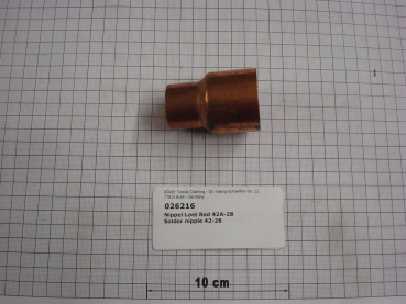 Solder nipple,42a-28mm,copper,DIN2863,Nr.5243,reduced