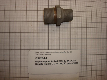 Double nipple,245V2015,with hexagon,reduced,3/4"x1/2",galvanized