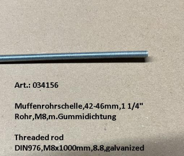 Threaded rod DIN976,M8x1000mm,8.8,galvanized