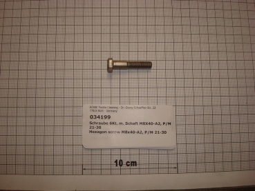 Hexagon screw DIN931,M8x40mm,A2,P/M21-30