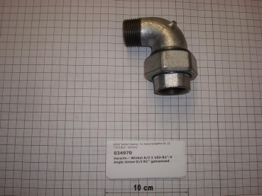 Elbow union 102V25,O/I,1",conical sealing,galvanized