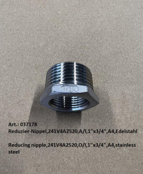 Reducing nipple,241V4A2520,O/I,1"x3/4",A4,stainless steel