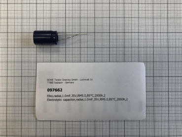 Electrolytic capacitor,radial,1.0mF,35V,RM5.0,85°C,2000h,2
