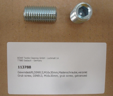 Grub screw, DIN913, M16x30mm, grub screw, galvanized