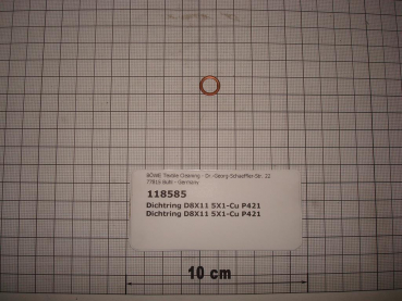 Copper sealing ring,8x11,5x1mm,M8,DIN7603