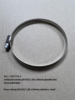 Hose clamp,DIN3017,80-100mm,stainless steel