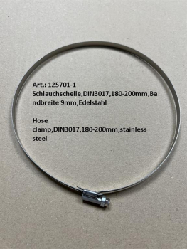 Hose clamp,DIN3017,180-200mm,stainless steel