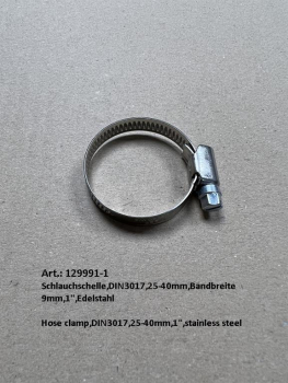 Hose clamp,DIN3017,25-40mm,1",stainless steel