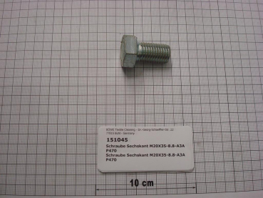 Hexagon screw DIN933,M20x35mm,8.8,galvanized