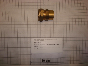 Compression fitting,straight with sleeve connection,303-22x1/2",female thread