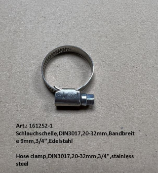 Hose clamp,DIN3017,20-32mm,3/4",stainless steel