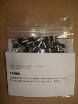 Ferrule,1,5qmm,isolated,8mm long,black (100PCS)