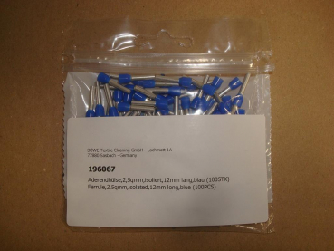 Ferrule,2,5qmm,isolated,12mm long,blue (100PCS)