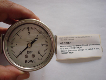 Pressure gauge,0-6 bar,1/4",distillation,COMET P/M