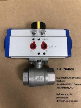 Ball valve with pneumatic drive,1",new model