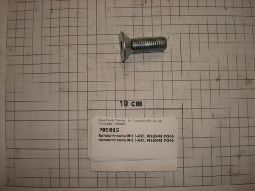 Countersink screw,DIN7991,M16x45mm,8.8,galvanized
