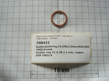 Copper sealing ring,21x26x1,5mm,M20,DIN7603/A