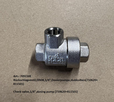 Check valve,1/4",dosing pump (710620+811501)