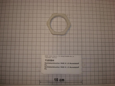 Hexagon nut M40x1,5mm,plastic PA