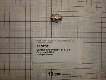 Compressed air connector straight, screw in 1/4" x 4