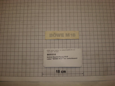 Label "BÖWE M18" for switchboard