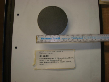 Disc magnet, Ø 70mm, height 15mm, Ferrit, for button trap