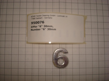 Ziffer "6" 30mm,Silber,Chrom